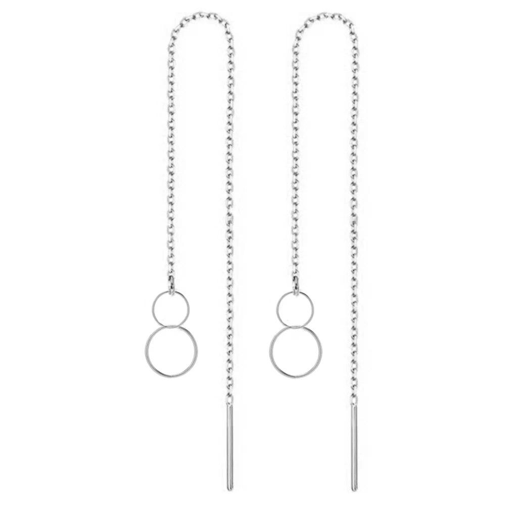 MinaMaMa Nerezová ocel Dlouhý tenký řetízek střapec kulička Hvězda motýlek náušnice pro ženy Náušnice navlékací nitě Módní šperky