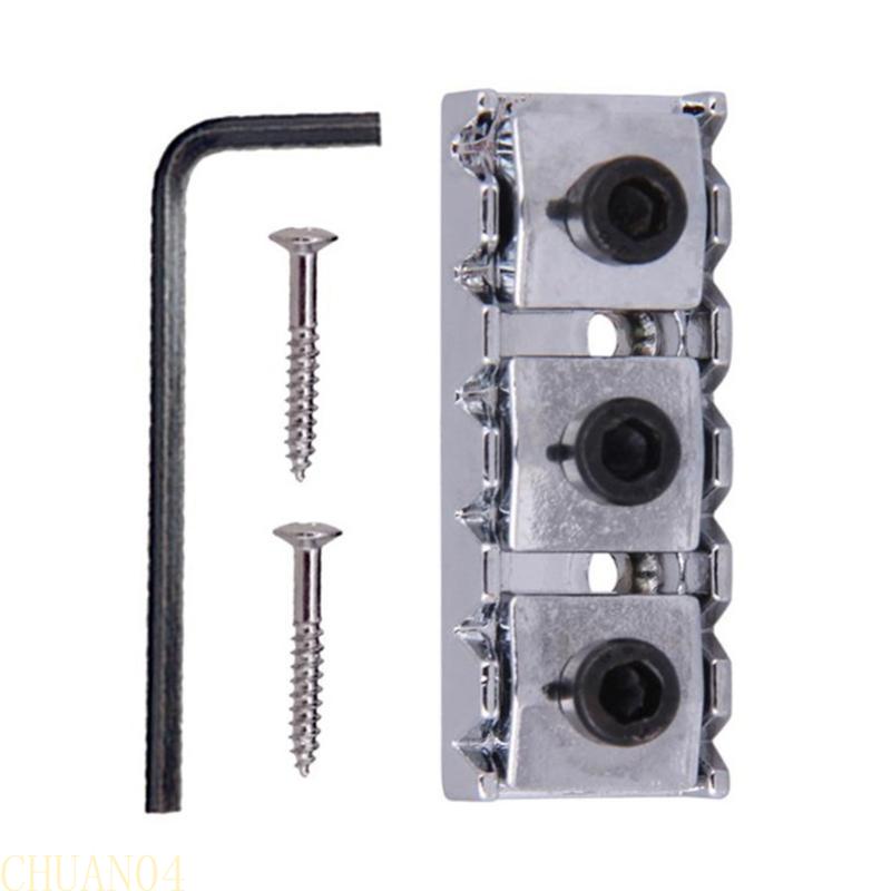 A1A2 Metal Guitar String Locking Nut with Screws&Wrench 42mm Guitar Tremolo Bridge Lock for Electric Guitar Replacement Parts
