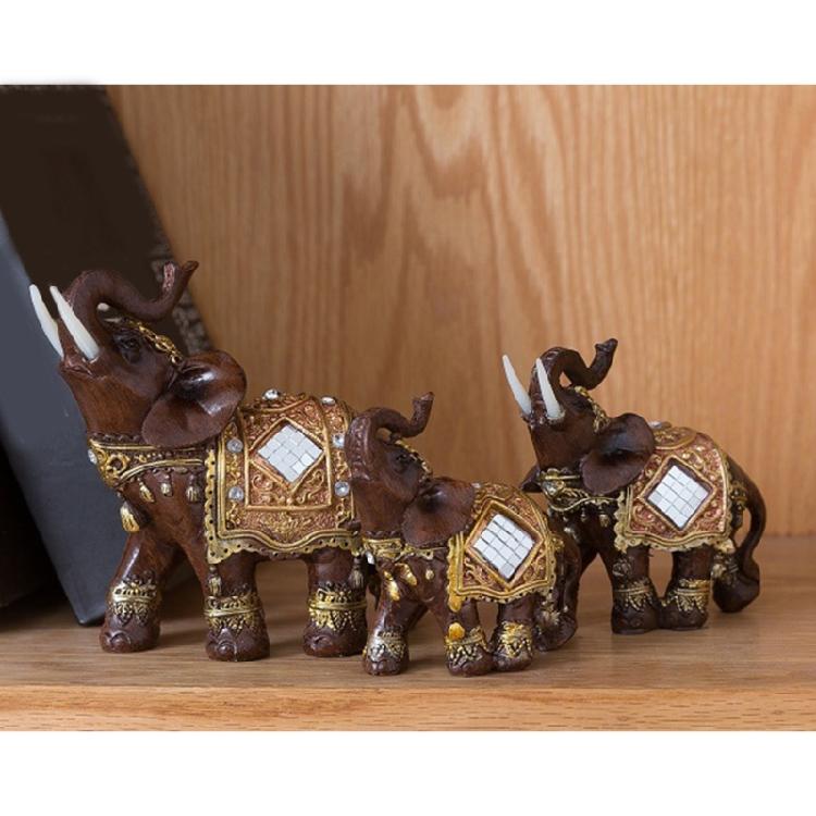 Thai Ceremonial Elephant Statue Figurine Bring Good Luck Wealth Feng Shui Resin Sculpture Home Office Desk Decoration