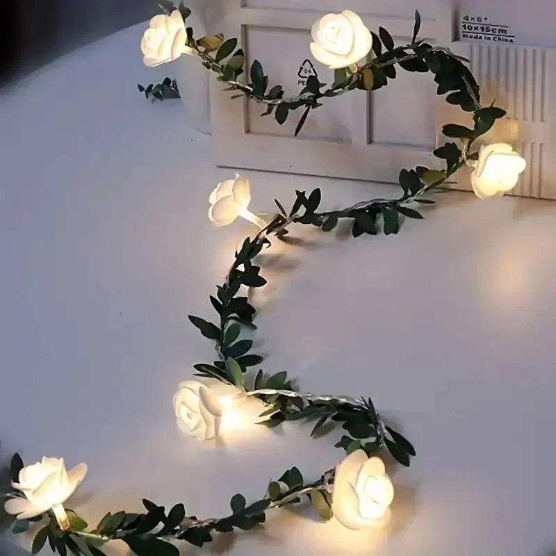 1.5M 10LEDS Rose Flower String Lights Battery Powered Flower Rose Night Lamp for Christmas Wedding Valentines Day Party Garland Decoration