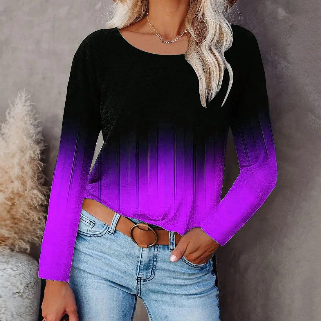 

Осень-зима тонкий пуловер с круглым вырезом, свободные топы, футболка с абстрактным принтом, женская повседневная уличная элегантная рубашка в стиле ретро с длинным рукавом XXXL