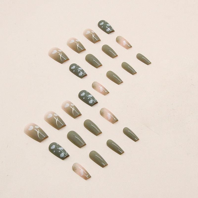 Medium and Long Short Ballet Fresh Green Natural Spring and Summer New Fake Nail Love Nail Piece Wear Nail