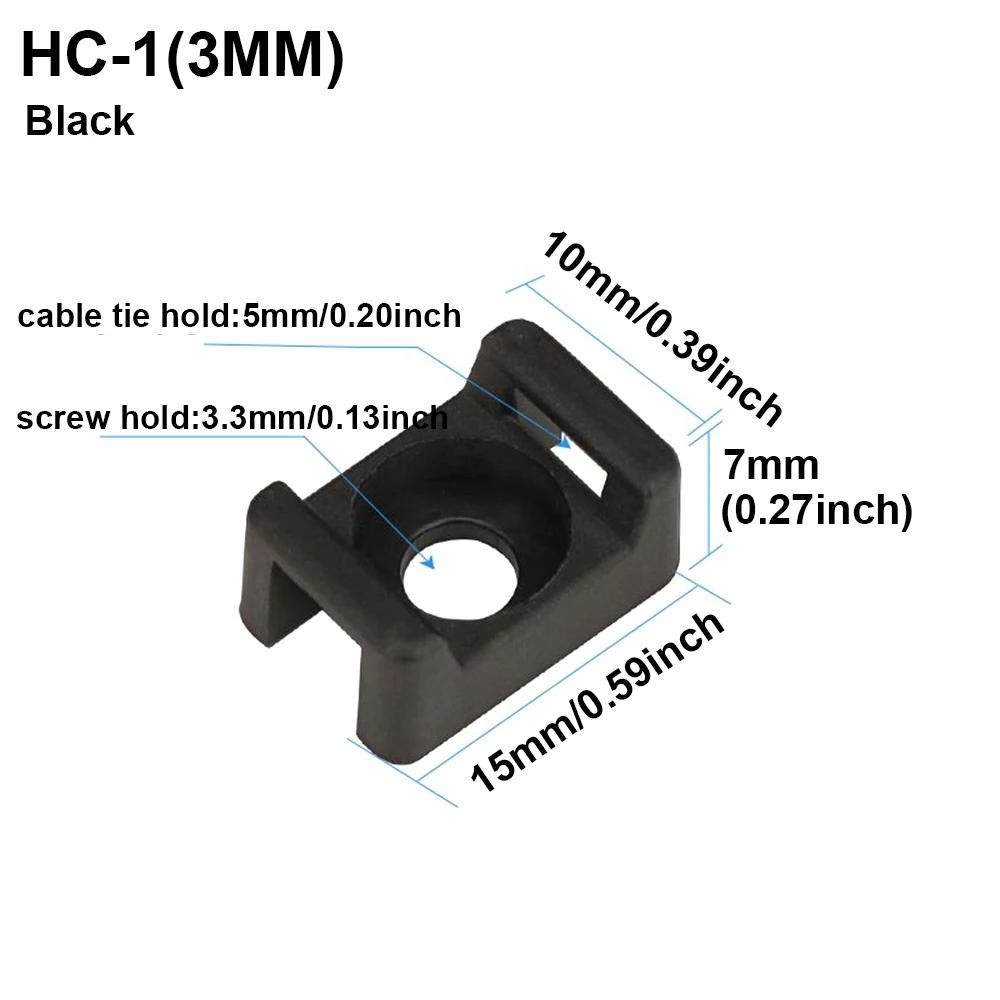 100Pcs Cable Tie Saddle Type Plastic Mount Base Wire Holder Fixing Seat Charging Data Line Winder Nylon HC-0~ HC-7,HC-1S~HC~2S