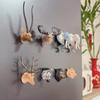 PVC Animal Head Figurine Refrigerator Decoration Mini Antelope Elk Mammoth Zebra Deer Wolf Tiger Head Statue Wall Sculpture Ornament