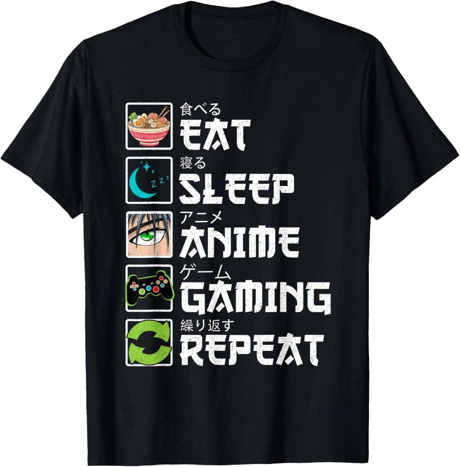 

Eat Sleep Anime Gaming Repeat Gamer Men Teen Boy Gifts Anime Gift Unisex T-Shirt 3XL