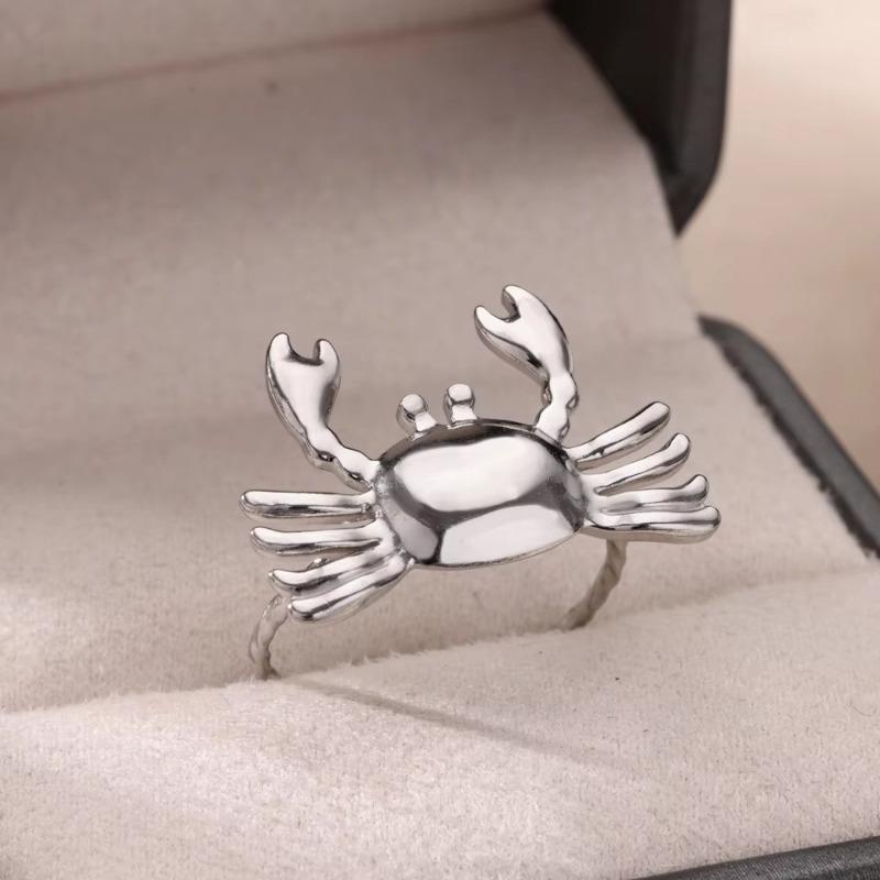 Summer new titanium steel ring women's niche light luxury shell crab ocean index finger ring