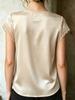 2026 European & American Women’s Short Sleeve Satin Lace V-Neck Shirt