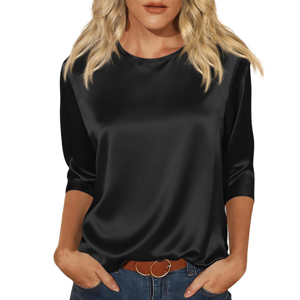 Kadınlar İçin Şık 3/4 Uzun Kollu Gömlekler İş Günlük Kıyafet Üstleri