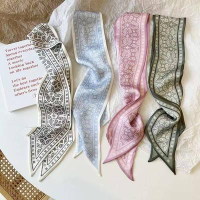 Foulard in Seta con Fiore di Anacardio Fascia Stampata Double-Face Decorazione Ins Foulard Triangolare Versatile Accessori Fascia Vintage 2025