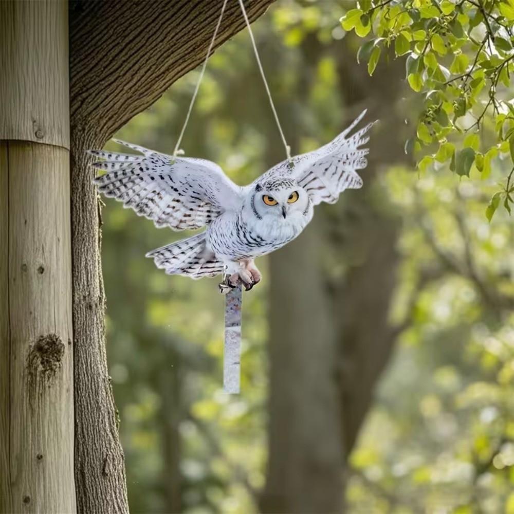 with Bells Bird Repel Owl Scarecrow Acrylic Bird Repeller Fake Bird Scare Device Garden Decoration