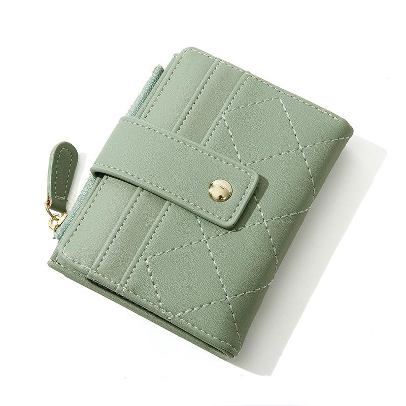

Korean Style Creative Zipper Coin and Card Holder - Fashionable Women s Short Wallet зелёный