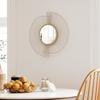 Round Decorative Mirror 60 Cm with 360 Degrees Mounting, Modern Metal Wall Decoration with Pleated Details, Gold