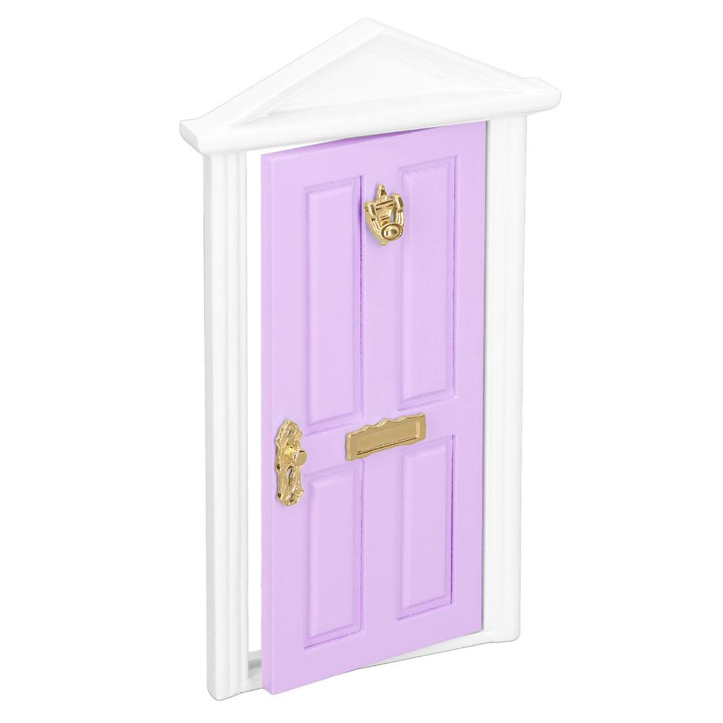 Mini Wooden Door Bright Color Vivid Details Smoother Edge Dollhouse Miniature Fairy Door for 1:12