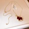 Lucky Zodiac Charm Wood Horse Necklace for Women Cute Rocking Horse Pendant Sweater Chains Necklace Adjustable Trendy Neckwear