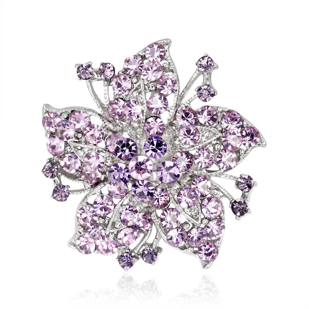 Delicate Rhinestone Bauhinia Flower Women's Brooch Pin Party Girls Clothing Ornament Accessories Gifts