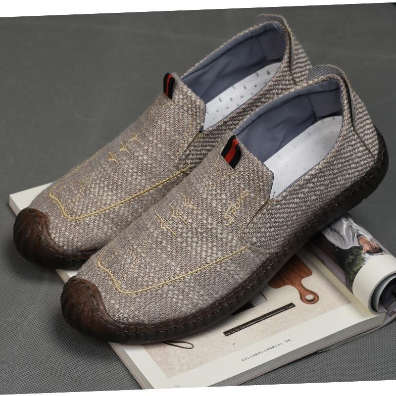 

Men s shoes 2025 summer new linen surface breathable and lightweight dad shoes cow tendon sole one pedal casual cloth shoes 44 верблюд