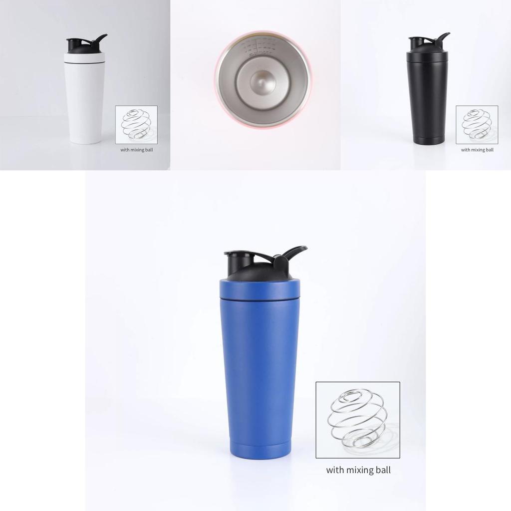 Double Layer Stainless Steel Shaker Bottle With Mixer Ball For Fitness Enthusiasts