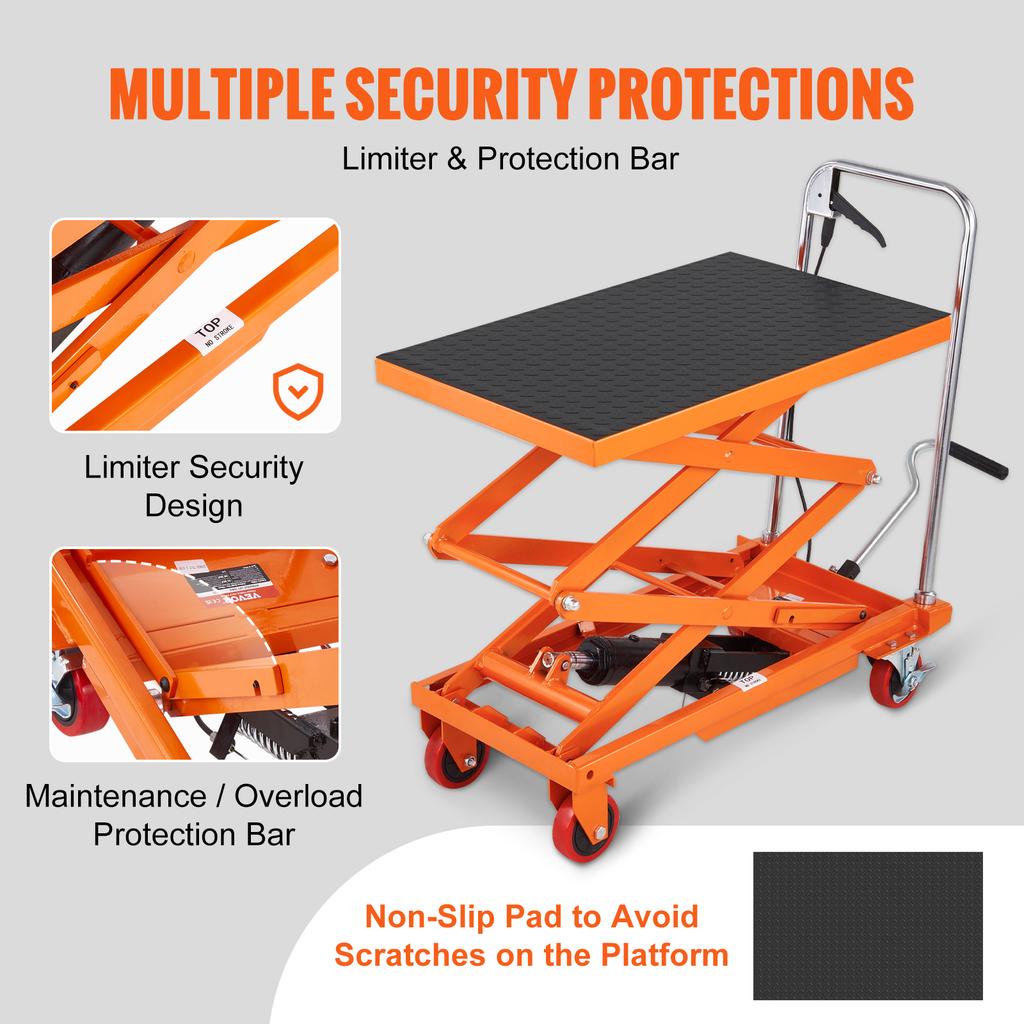 SucceBuy 330/770/1760Lbs Lifting Platform Hydraulic Car Lift Table Cart Heavy Duty Double Shear Wheelbarrow for Repair Motorcycl