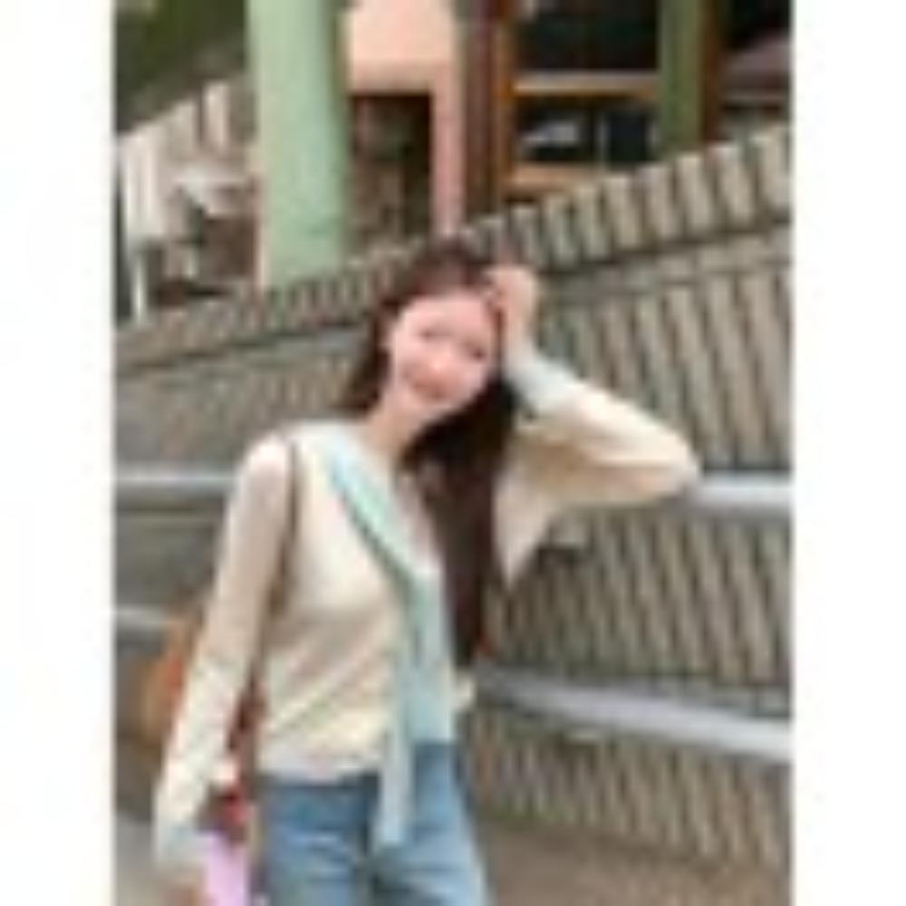 

Раннеосенняя шаль, шерстяной кардиган, дизайн с контрастными цветами, нежный вязаный свитер, модный, универсальный и повседневный стиль для женщин one size абрикосовый