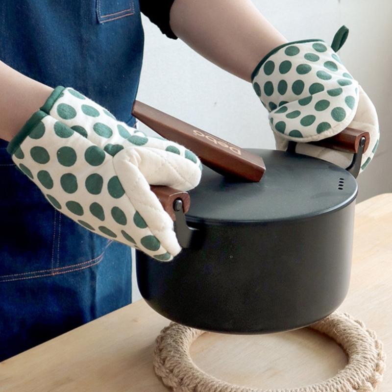 Japanische Ofenhandschuhe aus Baumwolle, hitzebeständige Küchenhandschuhe zum Backen, Grillen und Kochen (1 Paar)