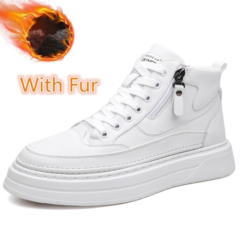 Fashion New Arrival Genuine Leather Men Snow Boots Winter Anti Slip Plush High Top Shoes Soft Warm MaleAnkle Boots Lace Up Outdoor Botas