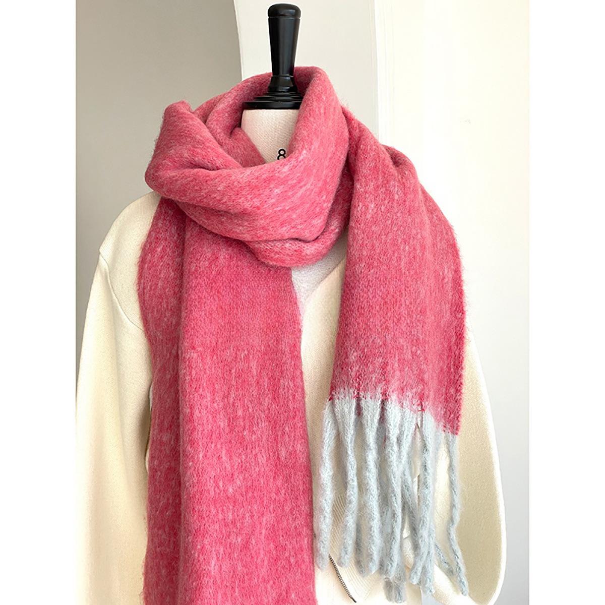 

New Fashion Mohair Scarf Women Men Autumn Winter Thick Soft Warm Muffler High Quality Versatile Imitation Cashmere Shawl Female