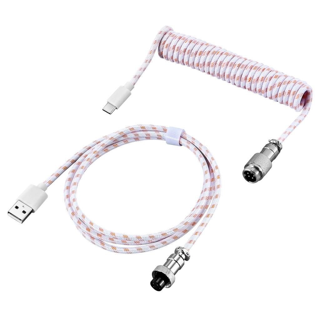 Mechanical Keyboard Aviation Plug Coil USB Type-C Cable Metal Pilot Connector Game GX16 USB Keyboard Cable Keyboard Accessories