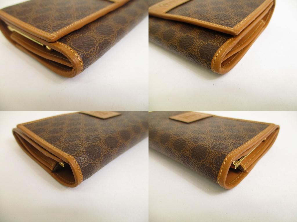 Authentic CELINE Brown Leather Flap Wallet Bifold Long Wallet #a987  Refurbished