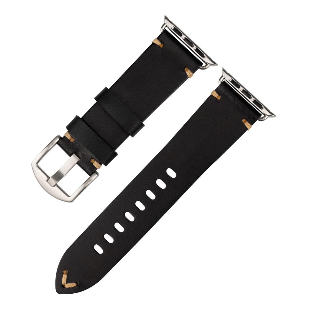 Genuine Cowhide Leather Watch Strap Replacement for Apple Watch Series 3 4 5 6 7 8 9 S9 Durable Smart Watch Wristband Accessory