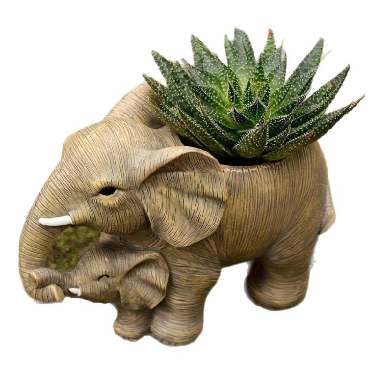Light Weight Durability Resins Elephant Flower Pot Decorative Elephant Planter for Indoor Outdoor Decorative Use