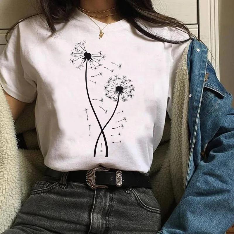 Women 3D Print Clothing Graphic Fox Flower Cartoon Short Sleeve Travel Ladies Clothes Lady Womens T-Shirt