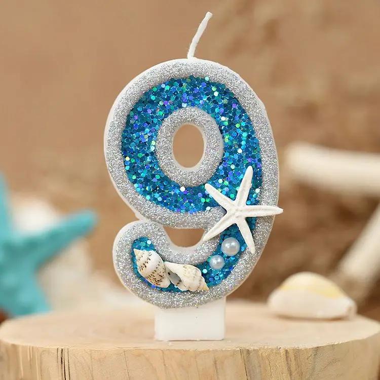 Ocean Starfish Conch Digital Candle, New Birthday Candle Creative Digital Handmade Candle Cakes Decoration Candle Ornament