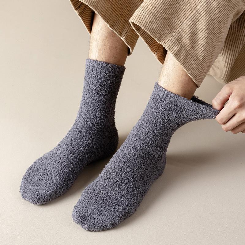 Socks Men's Coral Fleece Men's Socks Medium Tube Socks Stockings Thickened Thermal Sleeping Socks Floor Socks Socks