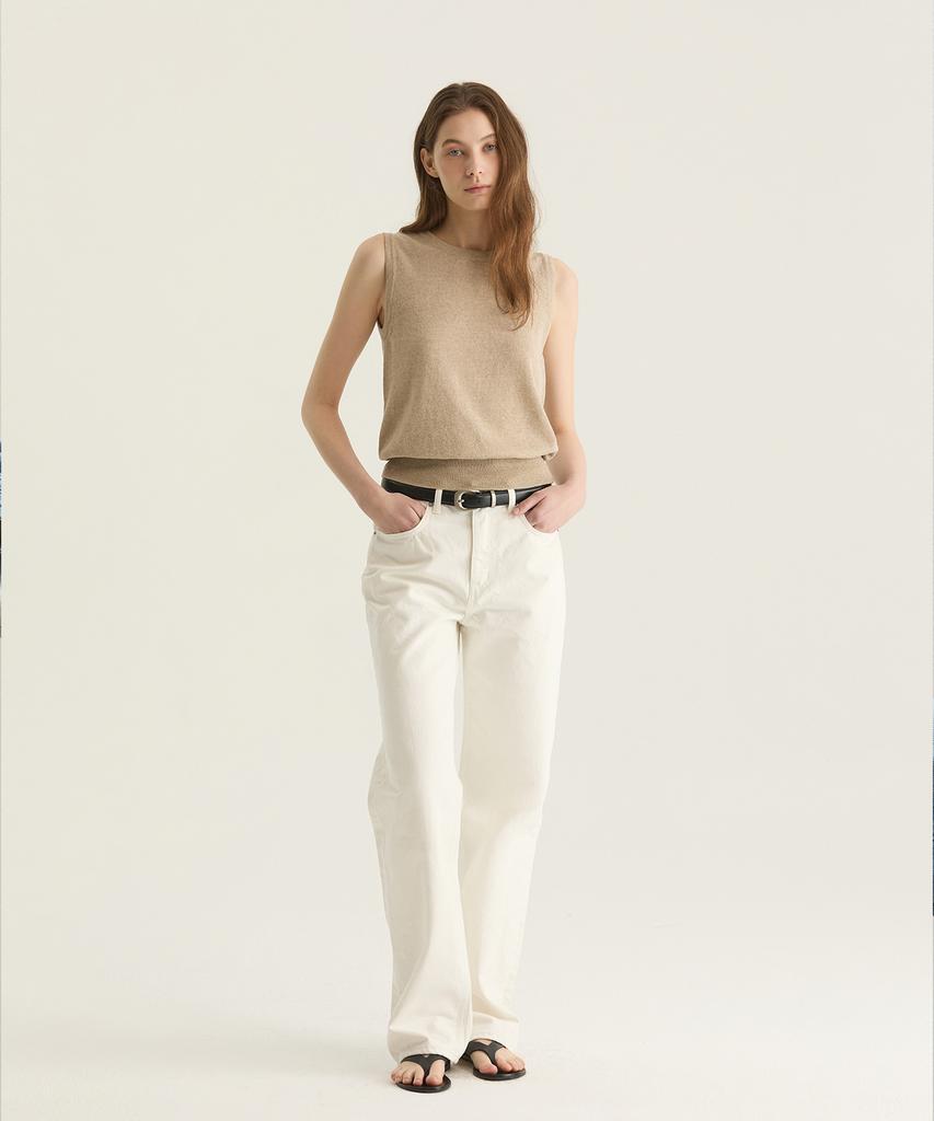 Oteumilkape Straight Denim Pants - White (Japanese Fabric)