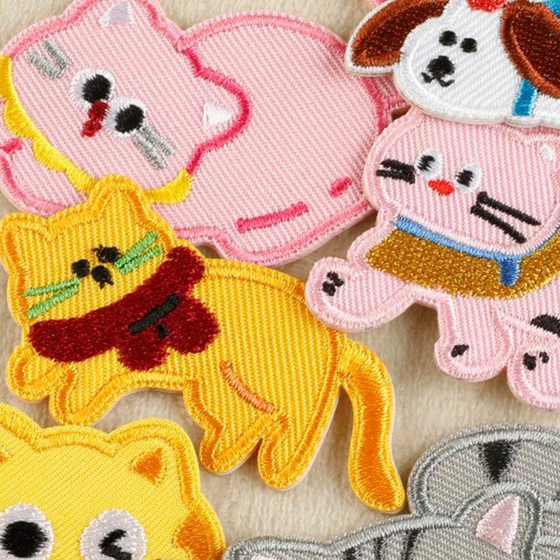 9 Pcs Cats Iron On Patches Clothing Patches Cartoon Animal Repair Patches Dogs Embroidery Patches for Bag Decoration