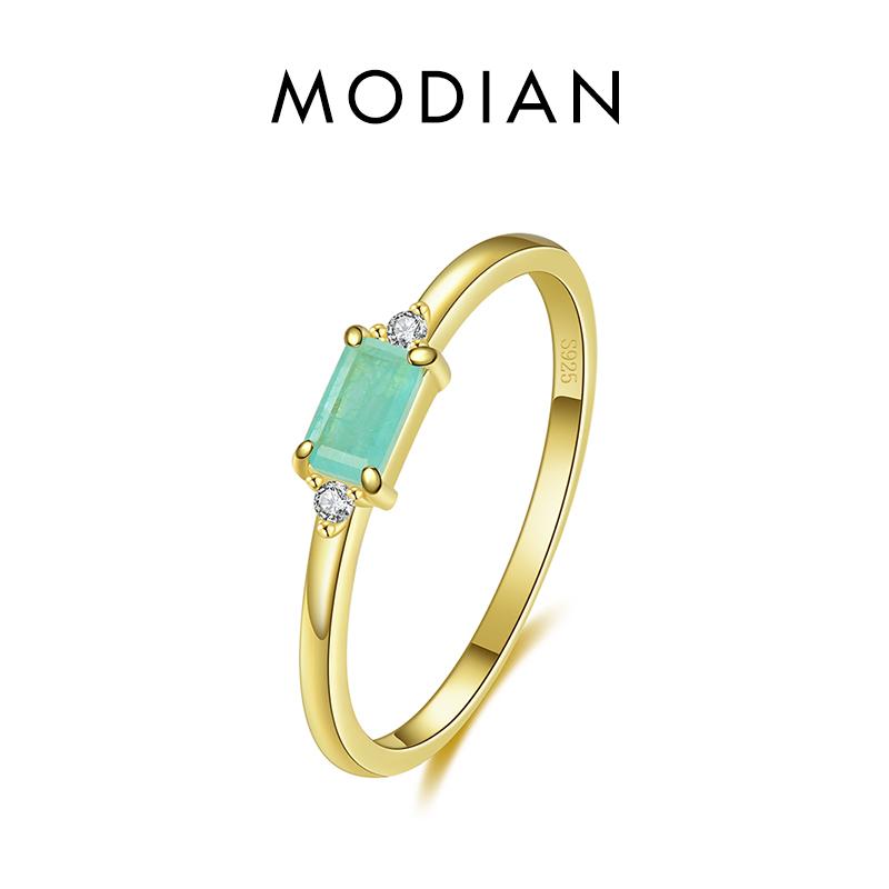 

Модиан Роскошные 925 Stelring серебро зеленый турмалин модные кольца на палец для женщин ювелирные аксессуары 5 золотой
