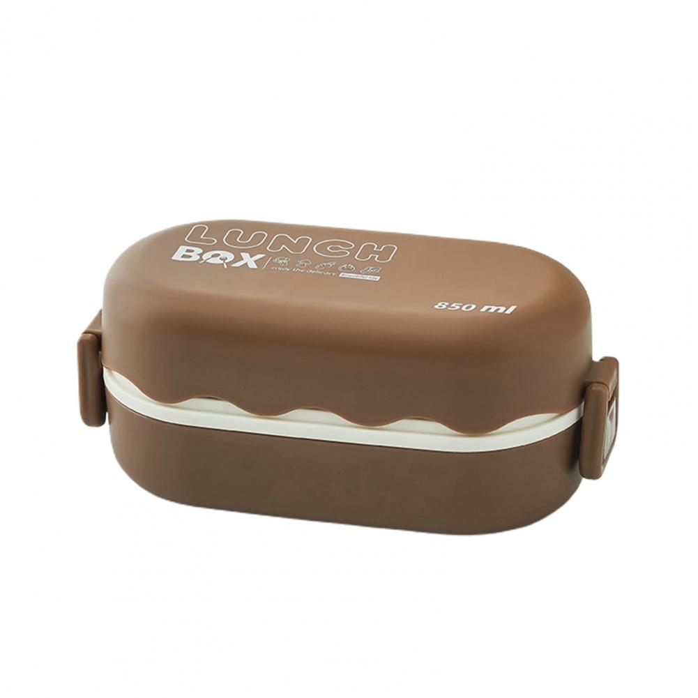 850ML Portable Double-layer Lunch Box Microwavable Bento Box with Tableware Sealed Leak-proof Food Storage Container