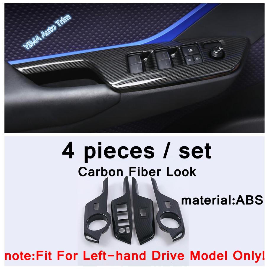 Carbon Fiber Look Car Window Glass Lift Switch Button Decor Cover Trim Sticker ABS Accessories For Toyota C-HR CHR 2016 -