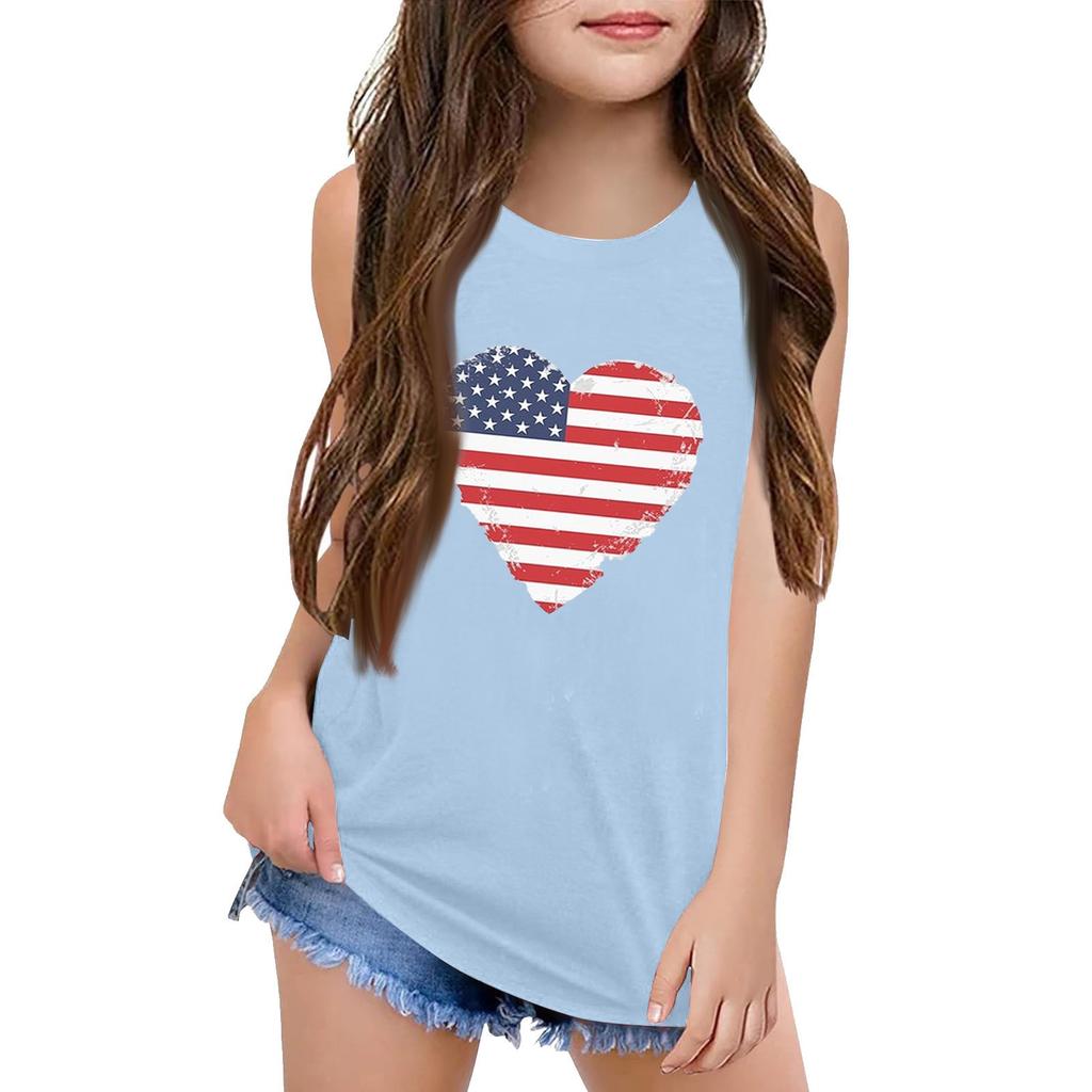 Mädchen Kinder Sommer Rundhals Ärmellose Shirts Tanktops