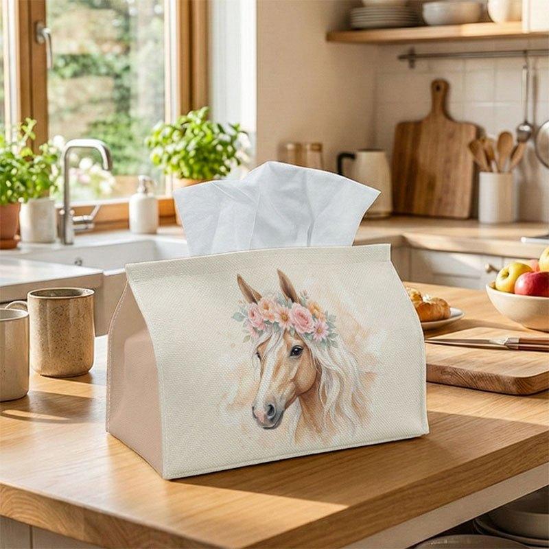 1pc Animal Tissue Box | Durable, Horse Portrait Suitable for Living Room Accent, Bedroom Decor, Encouragement Gifts, Workplace Gifts, Studios, Lounges