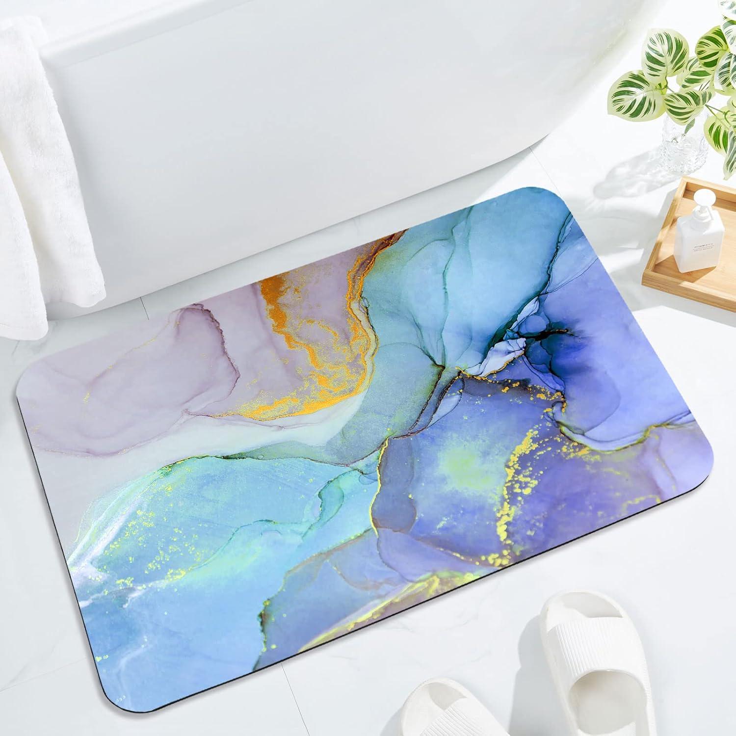 Nordic Marble Diatom Mud Non-slip Bath Mat: Water Absorbing & Dirt Resistant for Bathroom and Toilet Doors. 40*60cm Diatom Mud