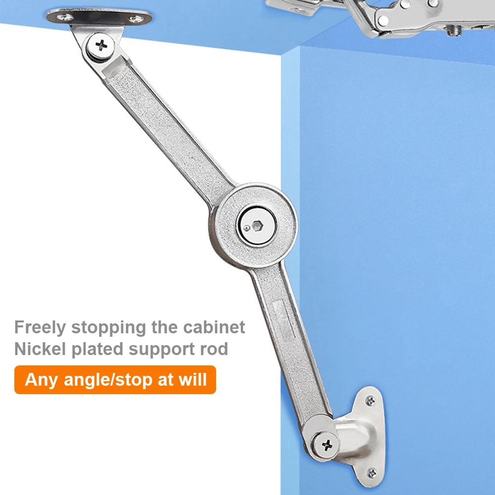 Lid Lift Up Stay Buffer Damper Folding Hinges Lid Stays with Soft Close Adjustable Stop in Any Position for Wardrobe Cabinet