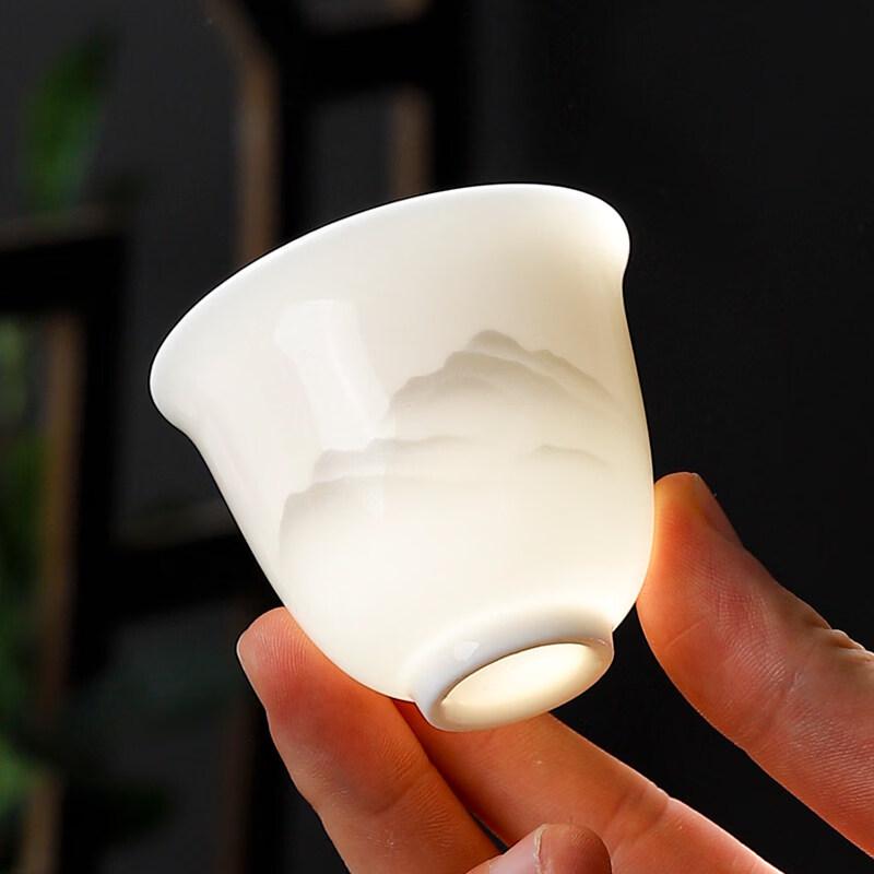 ZISIZ Mutton Fat Jade White Porcelain Teacup