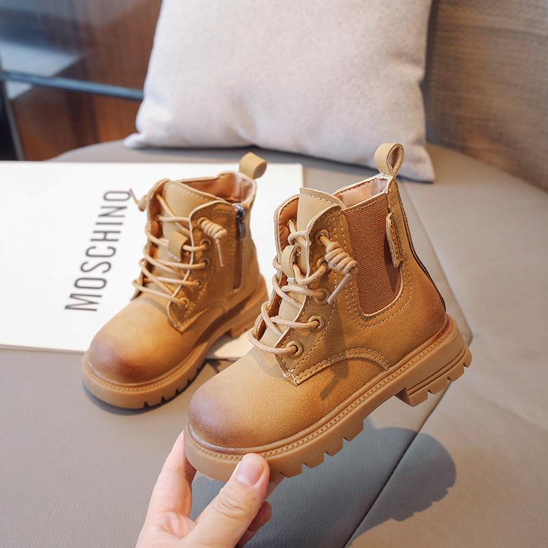 Children Fashion Boots Non-slip Kids Ankle Boots Causal Thick Bottom Girls Short Leather Boots All Match All Match Size 26-36