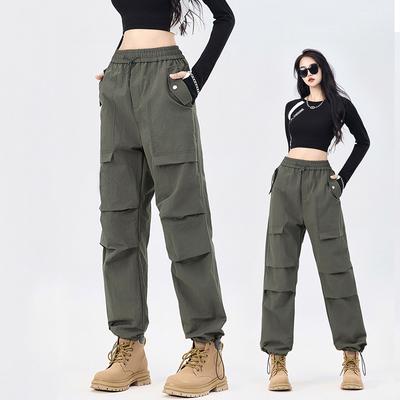 Women Slim Straight Pants Casual Sports Trousers Autumn Women Drawstring Y2K Streetwear Cargo Pants