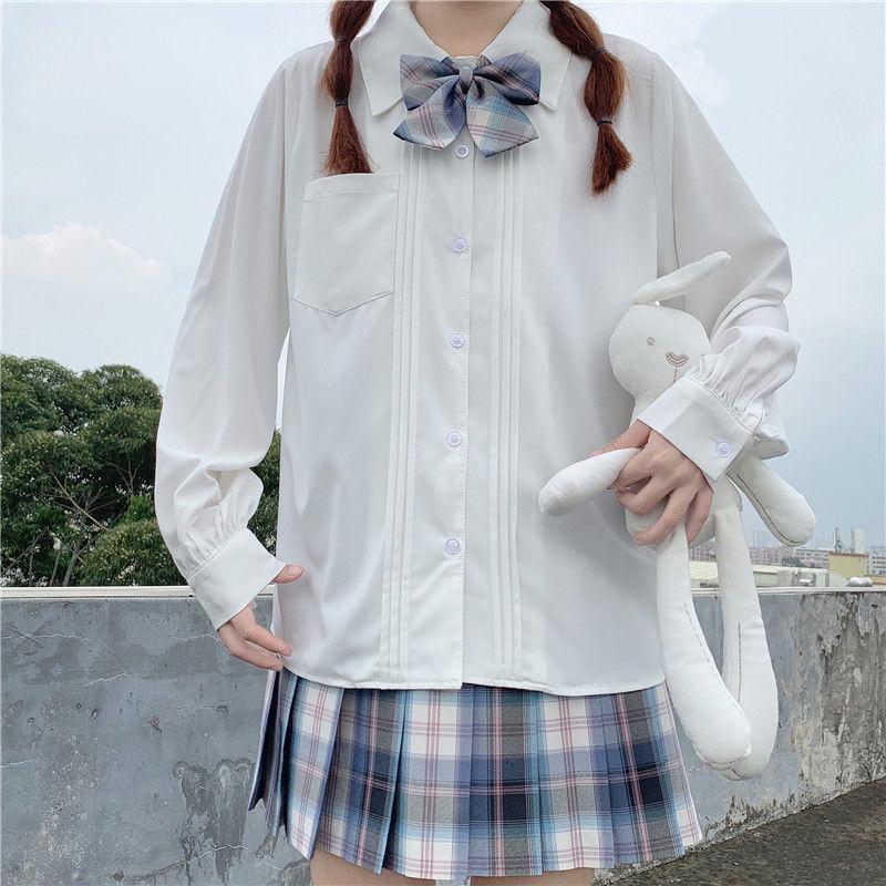 

2024 Японская базовая секция Jk Униформа Блузка с длинными рукавами Белая рубашка Женская 2XL белый