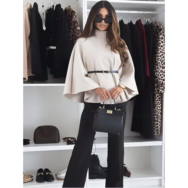 Elegantní jednobarevné bundy Módní dámské jednoradové s netopýřími rukávy Silné nové kabáty Ležérní volné Chic sako pro kancelářskou dámu