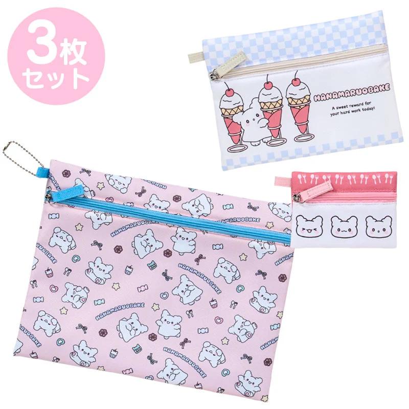 

Sanrio HANAMARUOBAKE Triple Pouch (Pastel Sweets Pop) Japan NEW