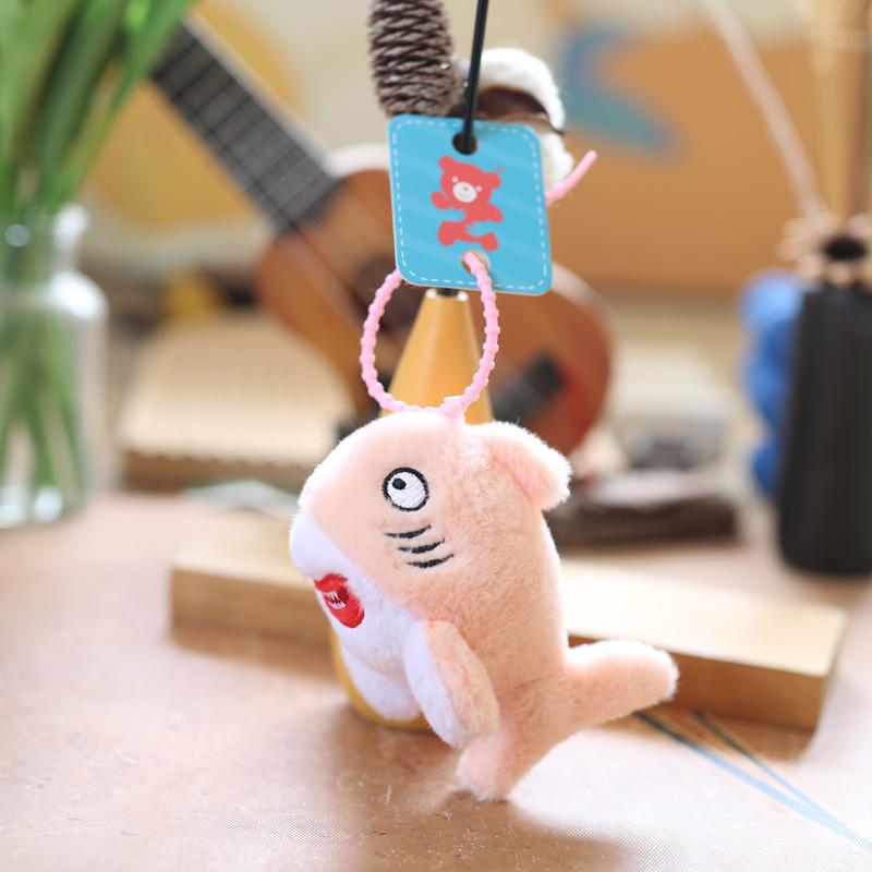 Charming Cartoon Shark Plush Pendant Ultra Soft Short Plush Keychain Doll