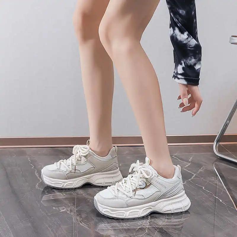 Fashion Playform Round Tip Shoes Sneakers Woman Casual Deadlift Shoes Footwear For Lady Sports Krasovka Unusual Idea